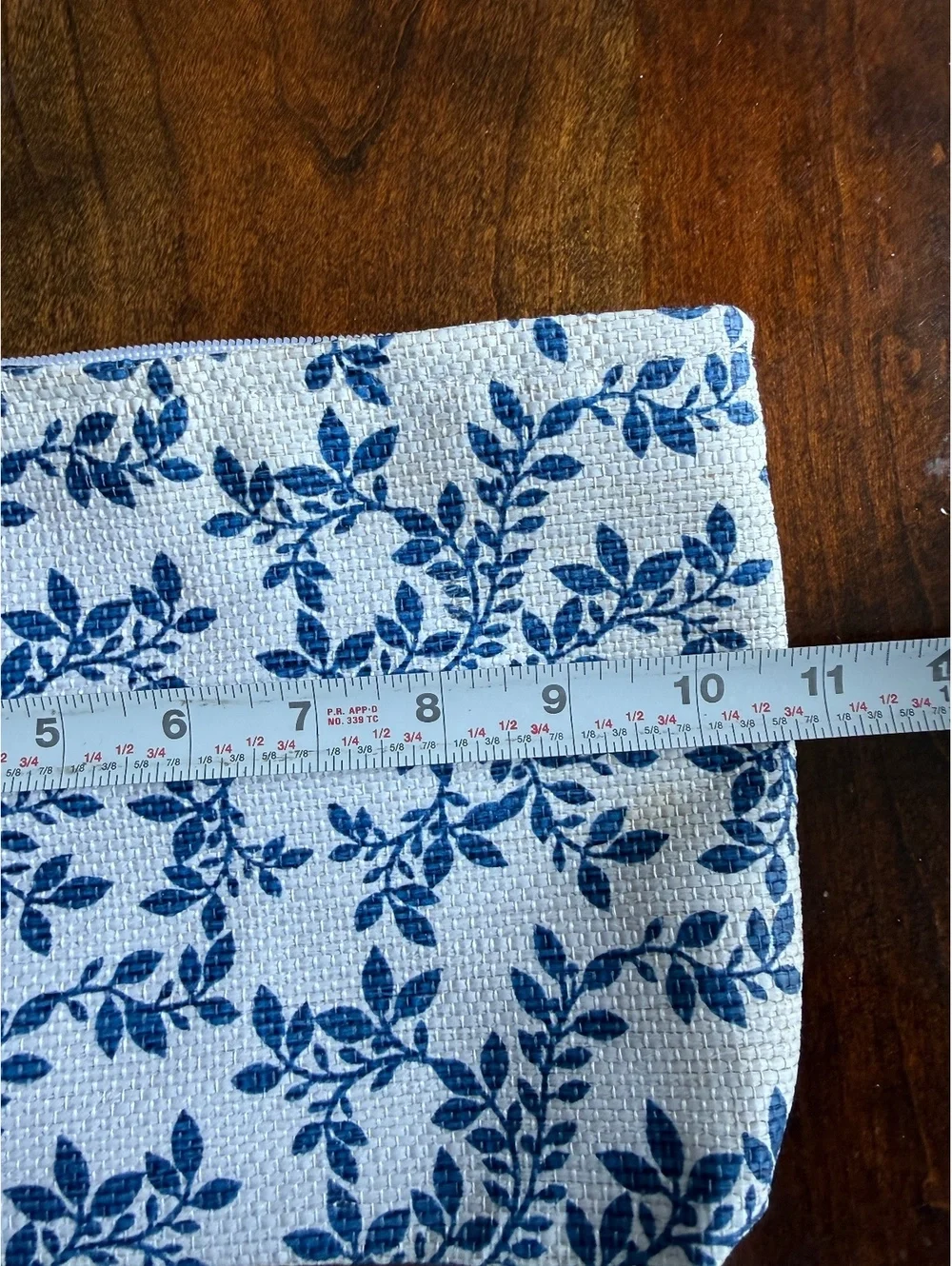 Shiraleah Chicago Bride Cosmetic Bag with Blue Leaf Print and Tassel